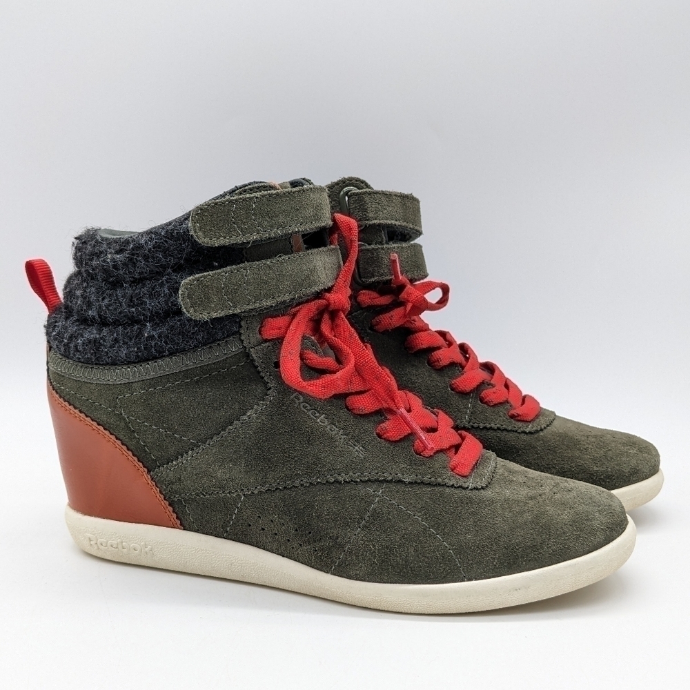 Reebok Freestyle Green Grey Brown Wedge Shoe 75